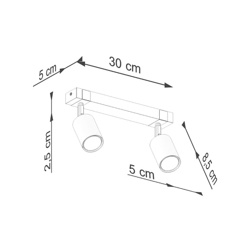 Sollux Lighting Plafondlamp FAGER 2 zwart - 38x6x17,2cm