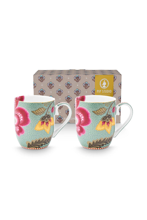 Pip Studio Mokken - Blooming Tales - Lichtblauw - 200ml - Set van 2