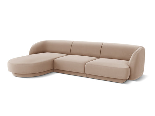 Micadoni linker hoekbank Miley 4-zits, flueel, cappuccino - 156x255x70cm