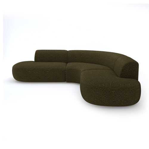 Premium Interiors - Hoekbank WONDER - bouclette olijfgroen 90cm