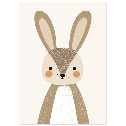 Artfulprints Poster Konijn portret   - A4 21x29.7 cm - Bruin
