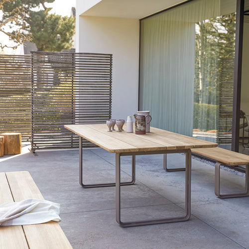 Tikamoon Tuintafel van gerecycled massief teakhout en aluminium voor 6/8 personen - Naturel