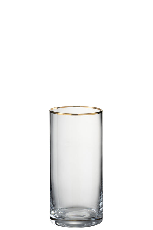 J-Line glas Rand Cilinder Hoog - glas - transparant/goud - 6 stuks - vtwonen shop