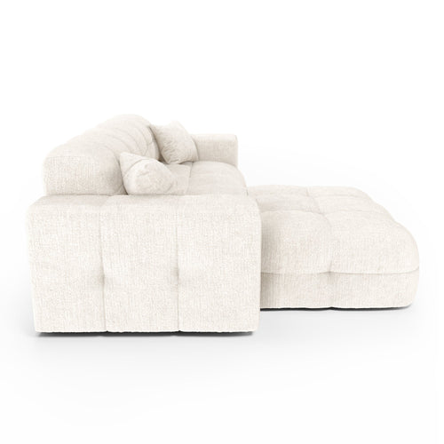 Premium Interiors - Hoekbank links COCOON - gewaafd fluweel crème 230cm