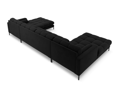 Cosmopolitan Design Panoramische bank Bali 7-zits, flueel, zwart - 185x383x75cm