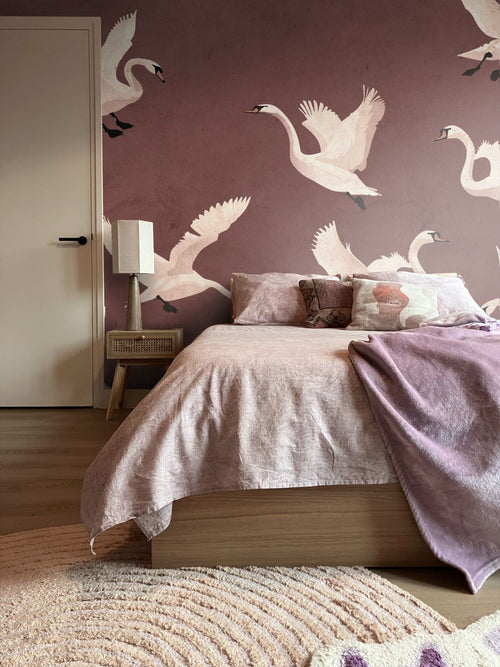 ESTAhome fotobehang zwanen roodbruin - 3 x 2.79 m - 159576