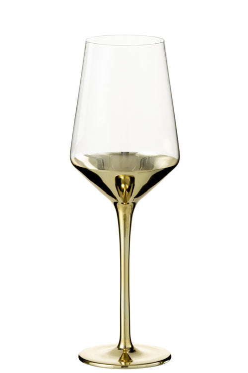J-Line wijnglas  - glas - tansparant/goud - 4 stuks