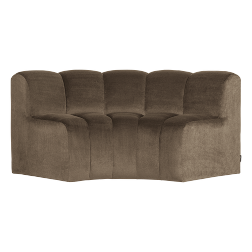 WOOOD eetbank halfronde hoek rugleuning Mojo - Velvet - Taupe - 83x152x73