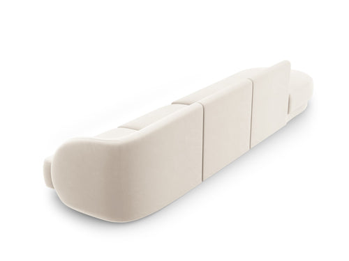 Micadoni linker bank Miley 4-zits, flueel, lichtbeige - 90x323x70cm