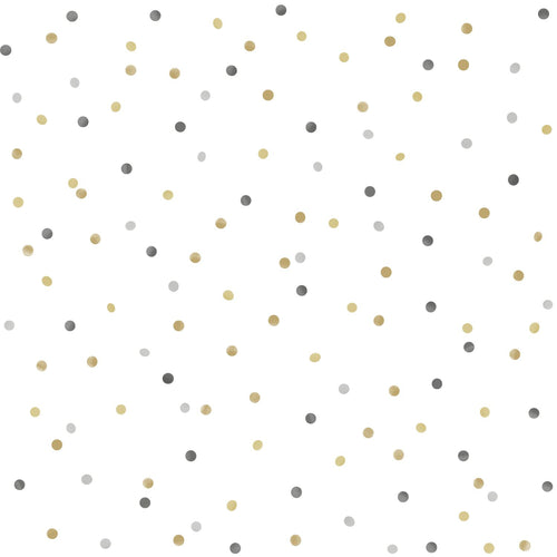 ESTAhome behang stippen goud, lichtgrijs en donkergrijs - 53 cm x 10.05 m - 139050