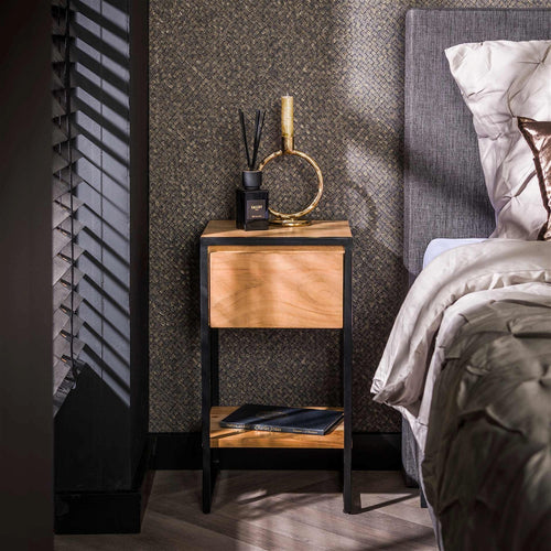 Giga Meubel Nachtkastje Straight - Naturel Acaciahout - 30x30x55cm - vtwonen shop