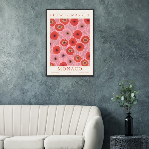 Artfulprints Poster met Lijst Flower market - Monaco   - 30x40 cm - Roze