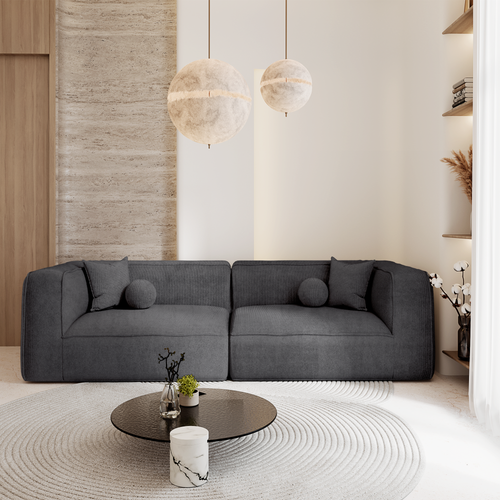 Premium Interiors - Bank SOFIA - kruisweefsel grijs 304cm