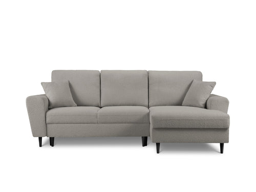 Cosmopolitan Design Converteerbare hoekbank rechts met opbergdoos Kyoto 4-zits, boucle, grijs - 145x241x88cm