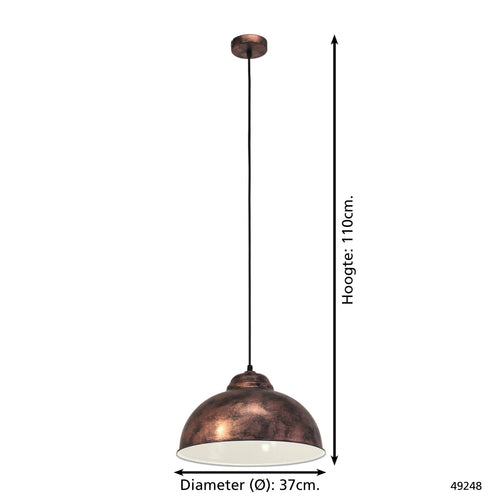 EGLO hanglamp Truro 2 - 1 lichts - ø370mm. - koperkleurig