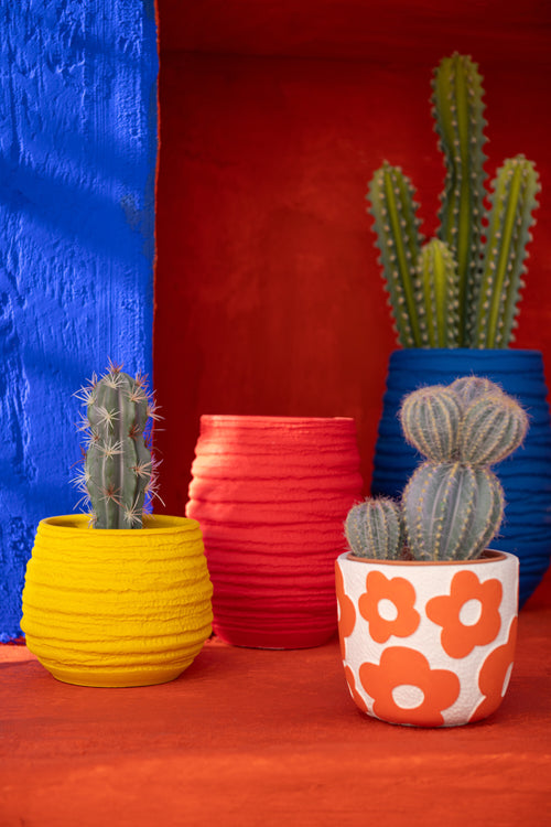 J-Line bloempot Fiesta - keramiek - rood - small - Ø 18 cm