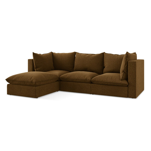LaMiaSofa hoekbank links Ravenna - velours - mosterd - 255x165x77