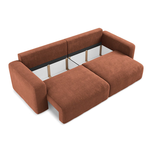 LaMiaSofa 3-zits slaapbank Ostia - chenille stof - terracotta - 244x102x79
