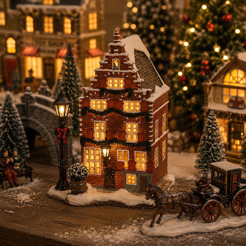 Luville Kerstdorp Miniatuur Grachtenpand - Kerstversiering en Guirlande Details voor een Sfeervolle Decoratie - Kerst Decoratie voor Binnen - L10,5 x