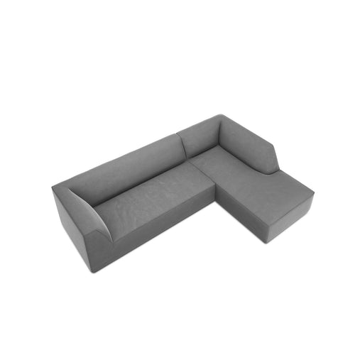 Cosmopolitan Design - Modulaire hoekbank rechts Siena 4-zits, flueel grijs - 180x273x69cm