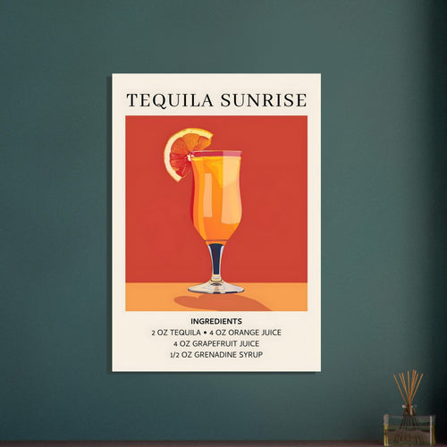Artfulprints  Tequila Sunrise cocktail - Ingrediënten   poster 70x100 cm - vtwonen shop