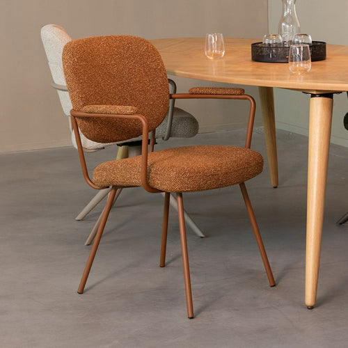 LABEL51 Eetkamerstoel Lausanne - Oranje Bouclé - vtwonen shop