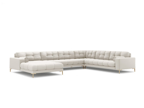 Cosmopolitan Design Panoramische hoekbank rechts Bali 7-zits, structurele stof, lichtbeige - 256x327x75cm
