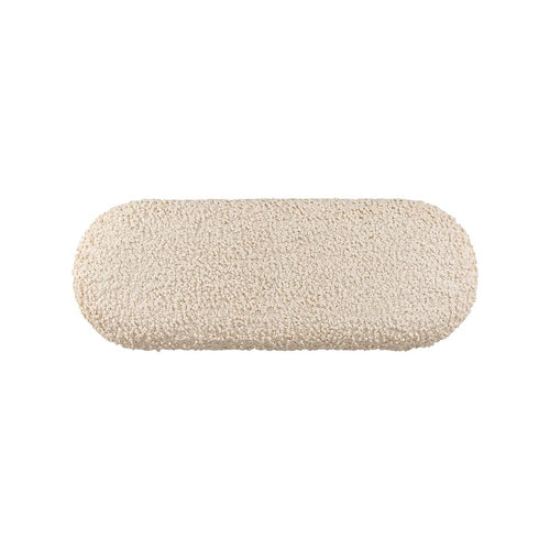 vtwonen Halbankje - Bank - Woonaccessoires - Wit Meubel - Bouclé Stof Houten bankje - 100x35x45cm - vtwonen shop