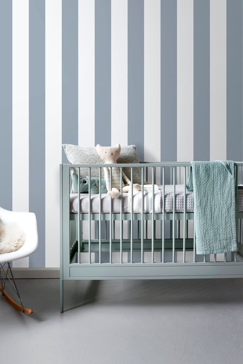 Sanders & Sanders behang strepen vergrijsd blauw en wit - 53 cm x 10.05 m - 640657