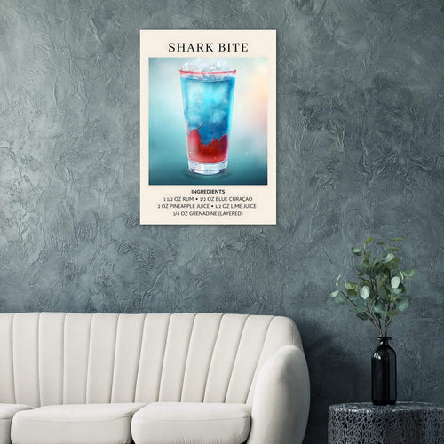 Artfulprints  Shark Bite cocktail - Ingrediënten   poster A4 21x29.7 cm