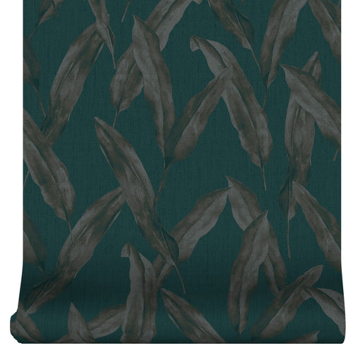Vliesbehang - Bladeren Blauw