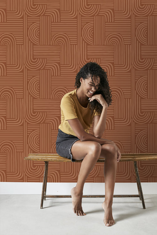 ESTAhome behang grafisch 3D motief terracotta - 53 cm x 10.05 m - 139938 - vtwonen shop