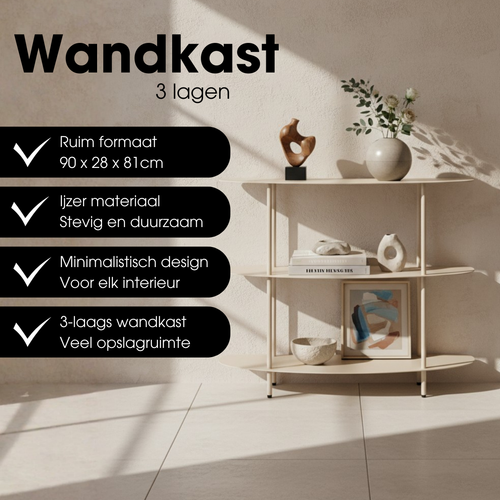 Mica Decorations Wandrek – Opbergrek en Metalen Wandrek voor Decoratie Woonkamer – Geschikt voor Planten en Accessoires – Stevig Rek van IJzer – 90 x
