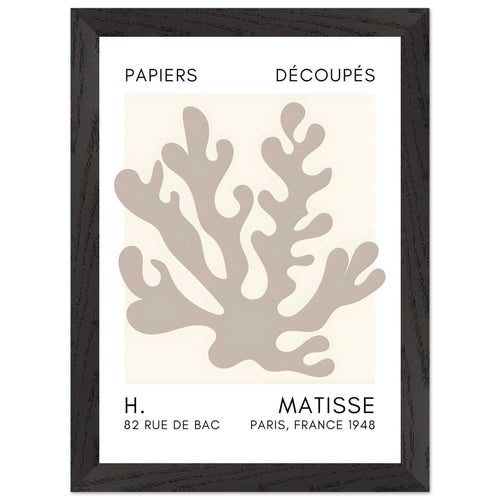 Artfulprints Poster met Lijst Matisse – Saltflower shapes grey   - A4 21x29.7 cm - Grijs