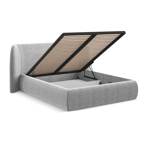 LaMiaSofa Bed met opbergruimte Trieste - chenille stof - lichtgrijs - 230x215x110