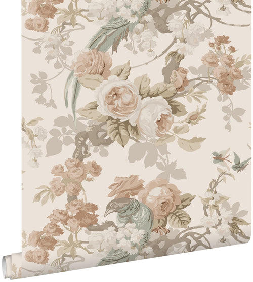 ESTAhome behang bloemen en vogels beige - 50 x 900 cm - 139807 - vtwonen shop