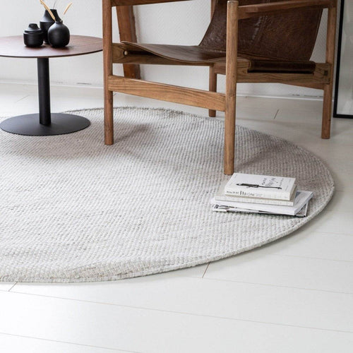 Interieur05 Vloerkleed Gerecycled Materiaal Rond Ciro Beige/wit - 220 x 220 cm