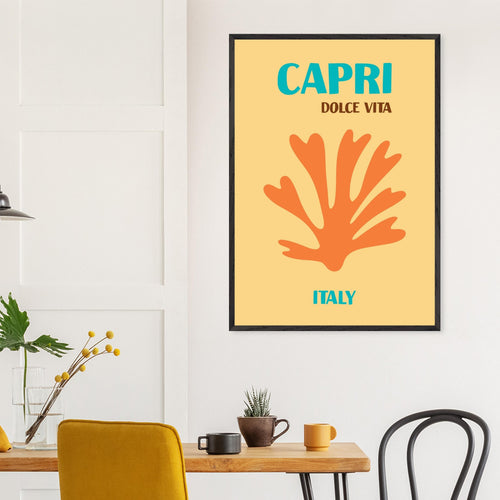 Artfulprints Poster Italië - Capri   - 50x70 cm - Oranje
