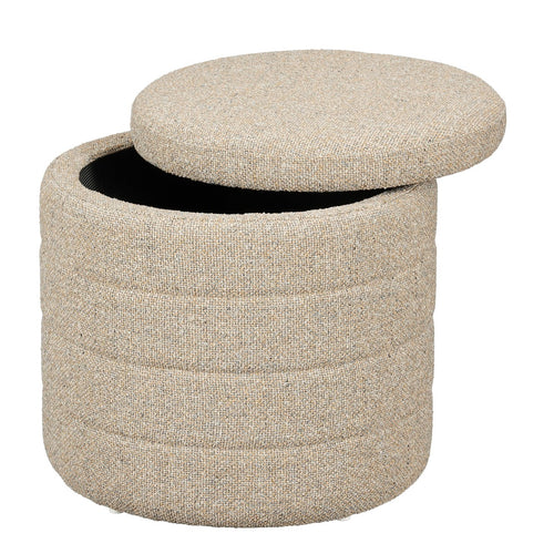 Mica Decorations Poef met Opbergruimte - H41 x  Ø42 cm - Beige