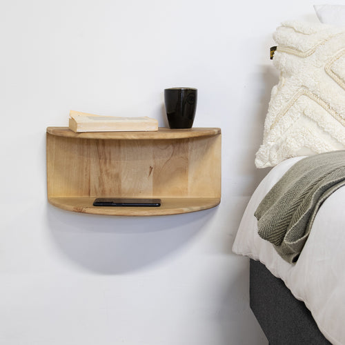 Giga Meubel Zwevend Nachtkastje Vera - Naturel - Mangohout - 45x28x22cm - vtwonen shop