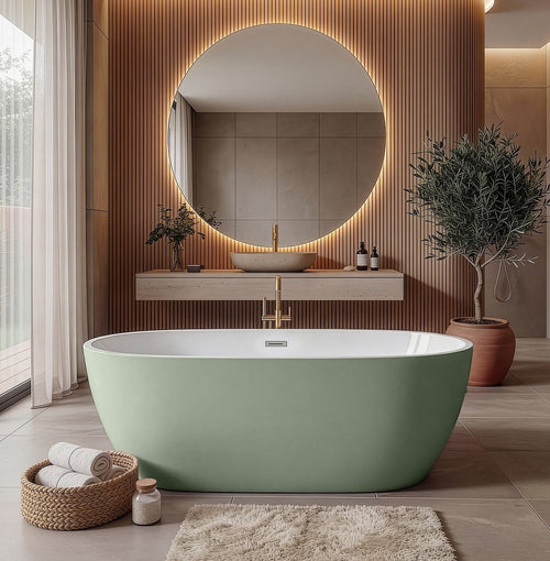 Badplaats Ligbad Bahia 170 x 75 x 58 cm – Vrijstaand Bad – Groen Mat