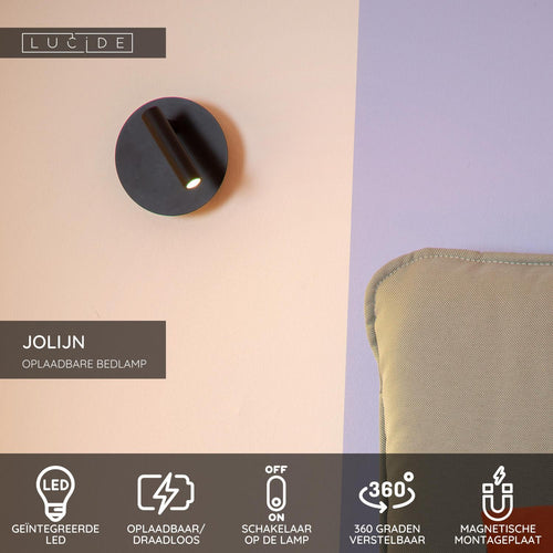 Lucide bedlamp JOLIJN - Geïntegreerde LED - Zwart