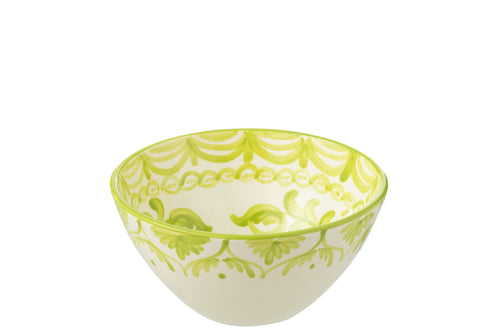 J-Line kom Granada High - keramiek - wit/groen - medium - Ø 22 cm - vtwonen shop