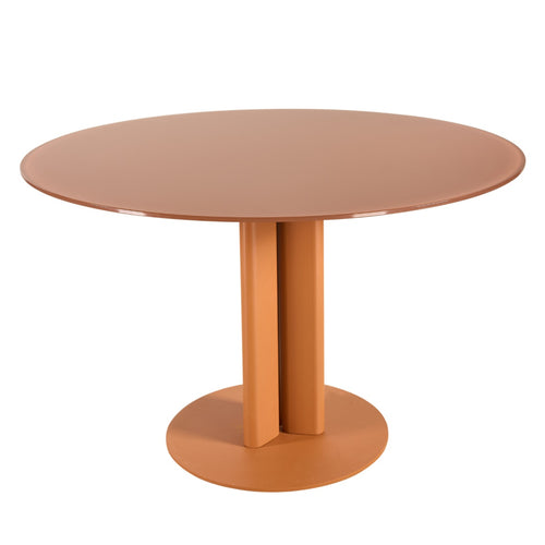 Giga Meubel Eettafel Mino Terra – Rond – Glas en Metaal – Ø120 cm