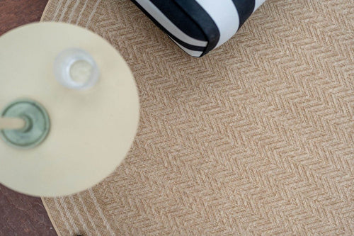 Interieur05 Rond Jute buitenkleed Naturel Visgraat Border - 200 x 200 cm - vtwonen shop