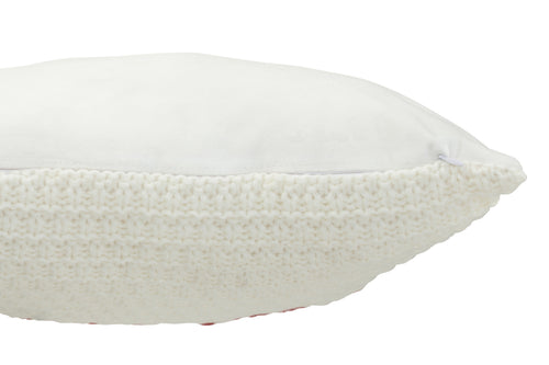 J-Line kussen Gebreid Relax - polyester/acryl - wit/rood