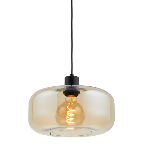 Lighto | Art deco hanglamp zwart met amber glas | Velo - vtwonen shop
