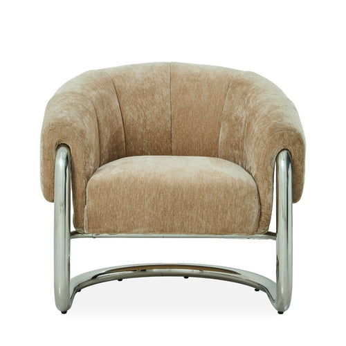 DÉJA Living Eetkamerstoel Leka - Beige/Chrome Stof - Set van 2