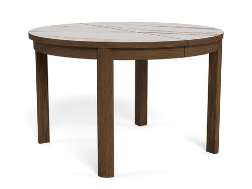 Rebellenclub  Leda Eetkamertafel - ø120 cm - Marmerlook / Gerookt Eiken