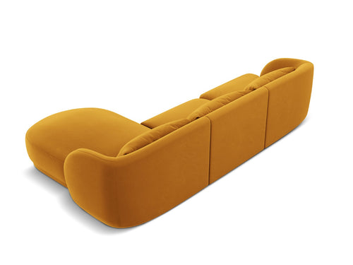 Cosmopolitan Design rechter hoekbank Tulum 4-zits, flueel, geel - 156x255x70cm